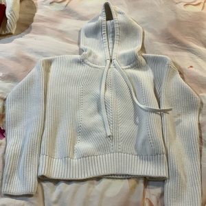 Banana Republic White Cable Knit Hoodie